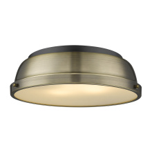 Golden 3602-14 BLK-AB - Yep by Golden Lighting Duncan 2-light Flush Mount in Matte Black and Aged Brass shade